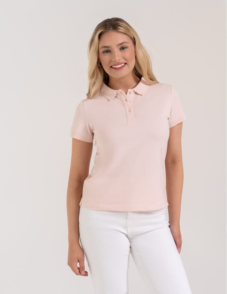Koszulki polo - Koszulka polo damska z kołnierzykiem RÓŻOWY - produkt moraj.pl 4