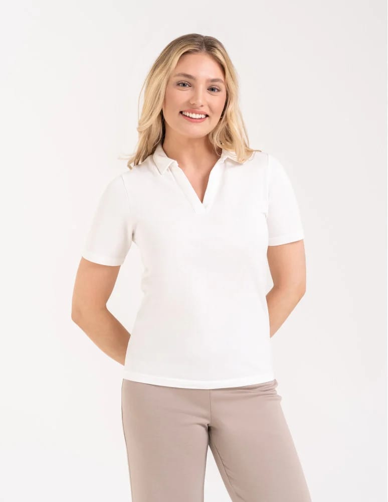 Kolekcje - Damska koszulka polo z kołnierzykiem BIAŁY - produkt moraj.pl 3
