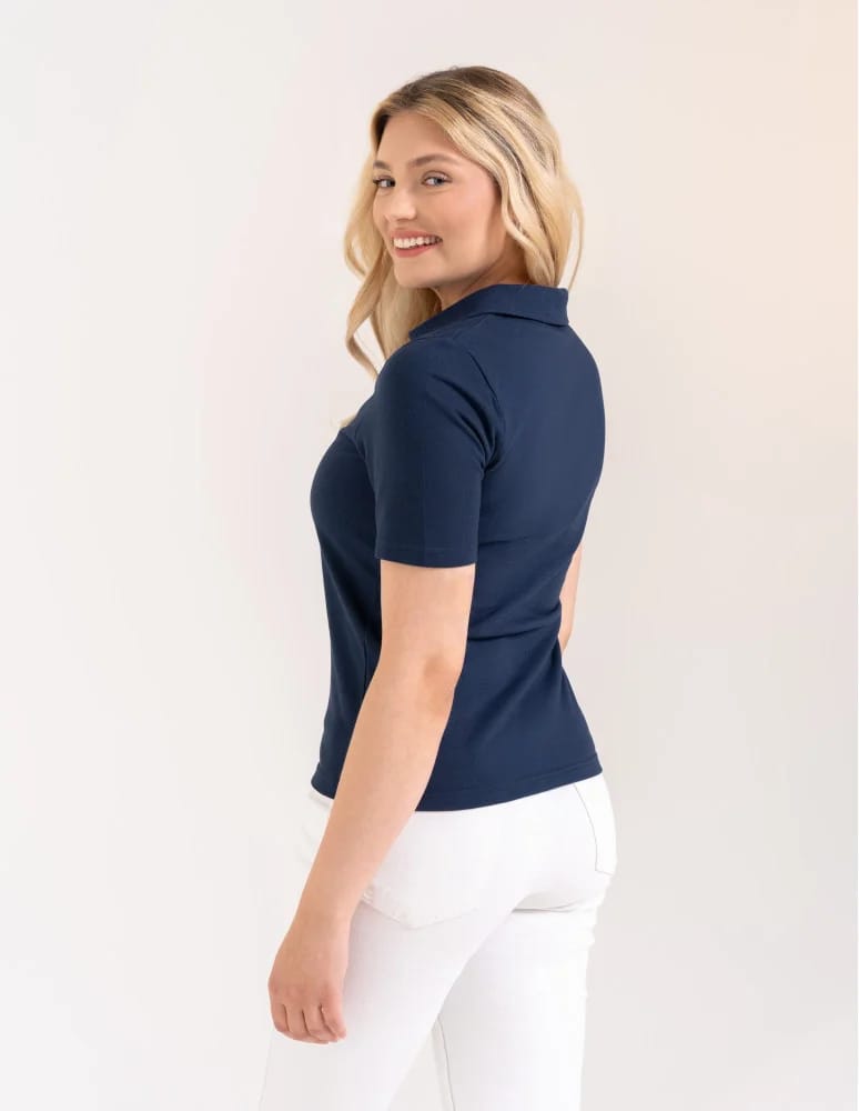 Kolekcje - Damska koszulka polo z kołnierzykiem GRANATOWY  - produkt moraj.pl 7