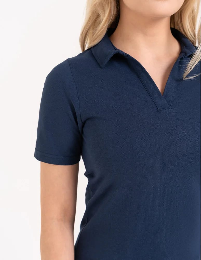 Kolekcje - Damska koszulka polo z kołnierzykiem GRANATOWY  - produkt moraj.pl 4