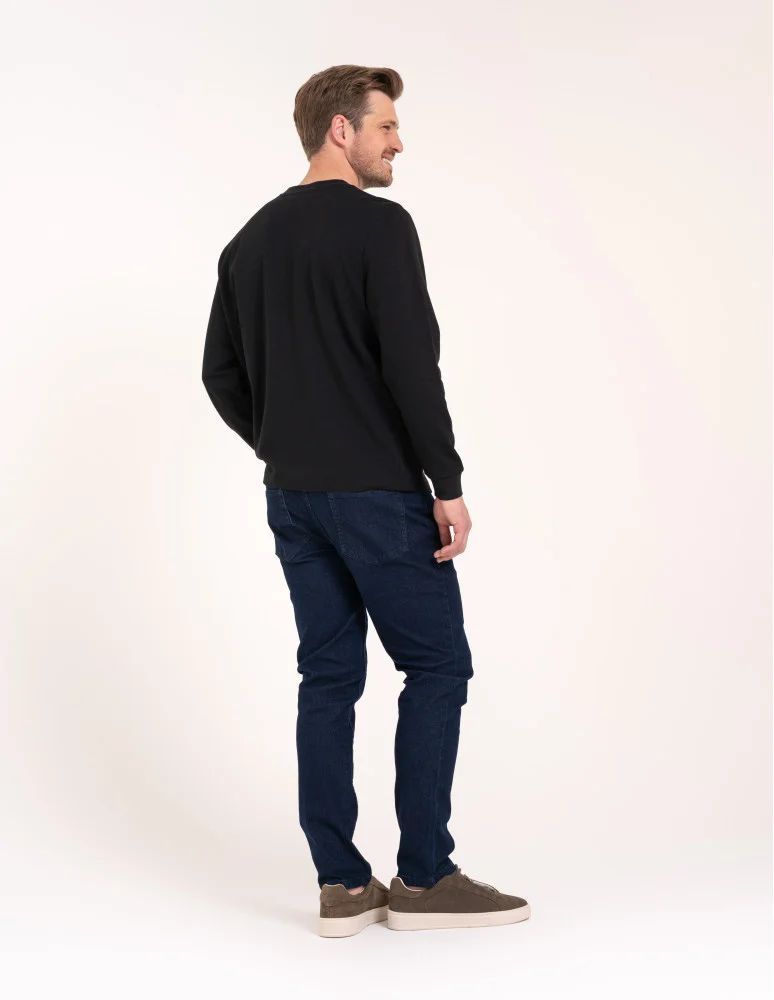 Koszulki z długim rękawem - Koszulka męska z długim rękawem longsleeve bawełniana bez wzoru CZARNY  - produkt moraj.pl 5