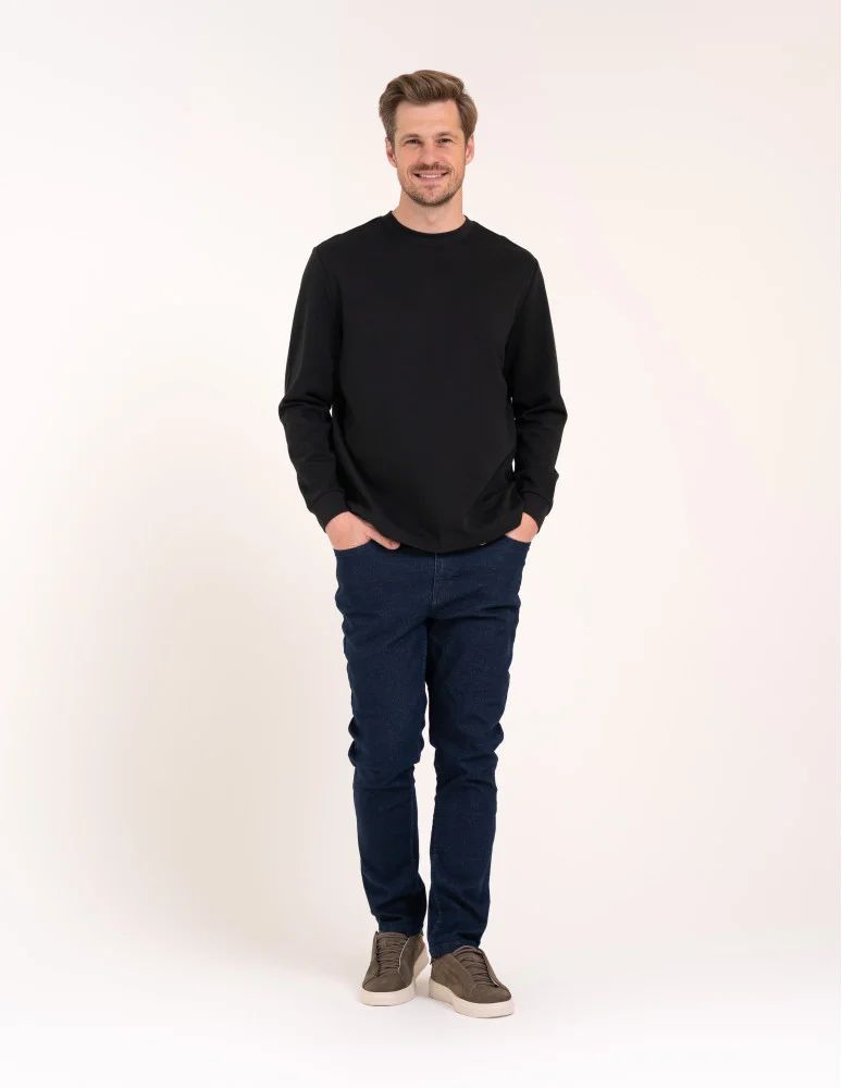 Koszulki z długim rękawem - Koszulka męska z długim rękawem longsleeve bawełniana bez wzoru CZARNY  - produkt moraj.pl 2