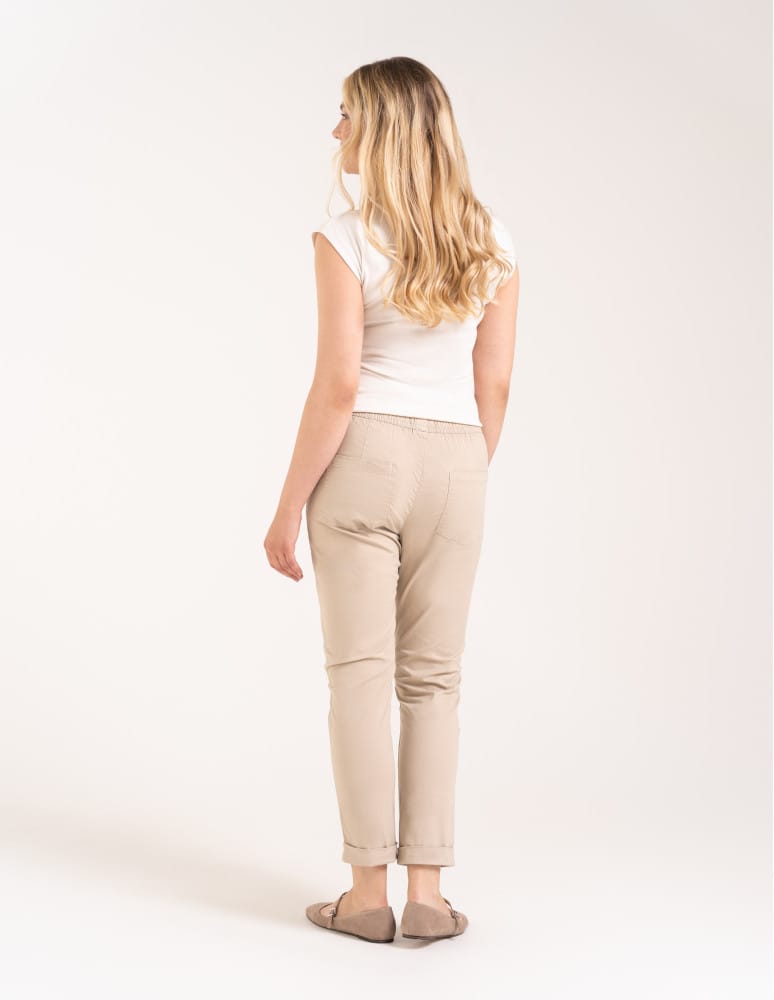 Spodnie damskie - Spodnie damskie jogger w stylu casual z bawełny BEŻOWY  - produkt moraj.pl 5