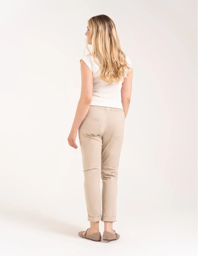 Spodnie damskie - Spodnie damskie jogger w stylu casual z bawełny BEŻOWY  - produkt moraj.pl 5