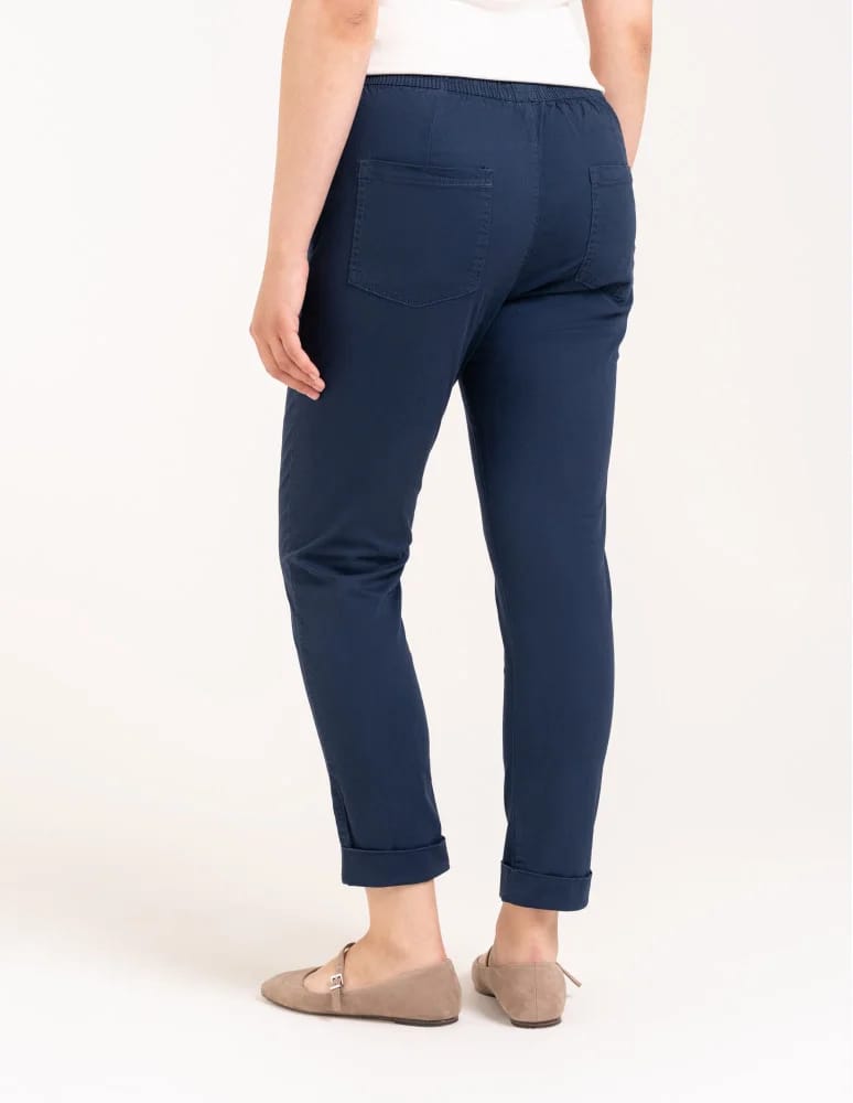 Spodnie damskie - Spodnie damskie jogger w stylu casual z bawełny GRANATOWY - produkt moraj.pl 4