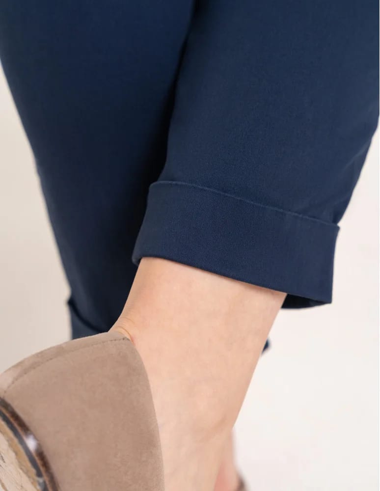 Spodnie damskie - Spodnie damskie jogger w stylu casual z bawełny GRANATOWY - produkt moraj.pl 5