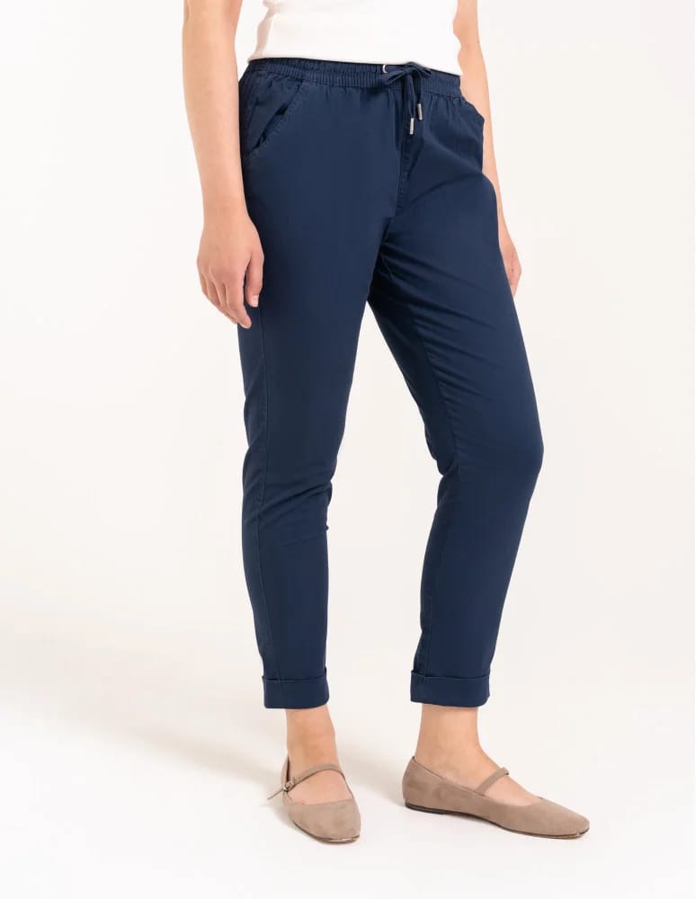 Spodnie damskie - Spodnie damskie jogger w stylu casual z bawełny GRANATOWY - produkt moraj.pl 6