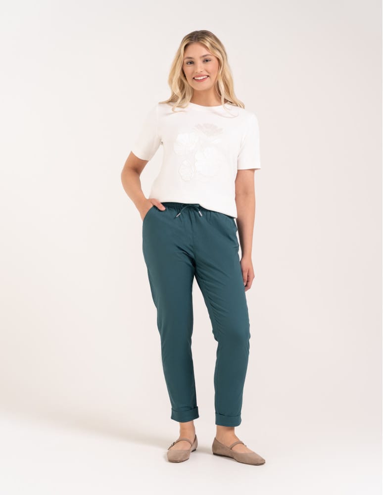 Spodnie damskie - Spodnie damskie jogger w stylu casual z bawełny ZIELONY - produkt moraj.pl 1