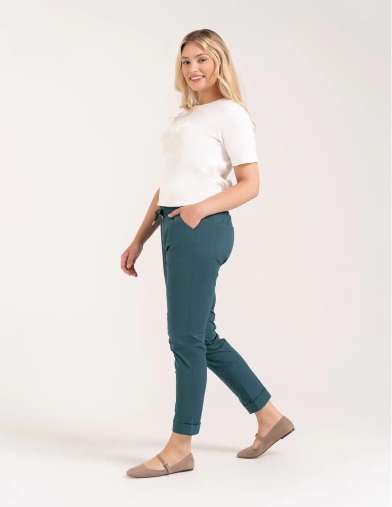 Spodnie damskie - Spodnie damskie jogger w stylu casual z bawełny ZIELONY  - produkt moraj.pl 3