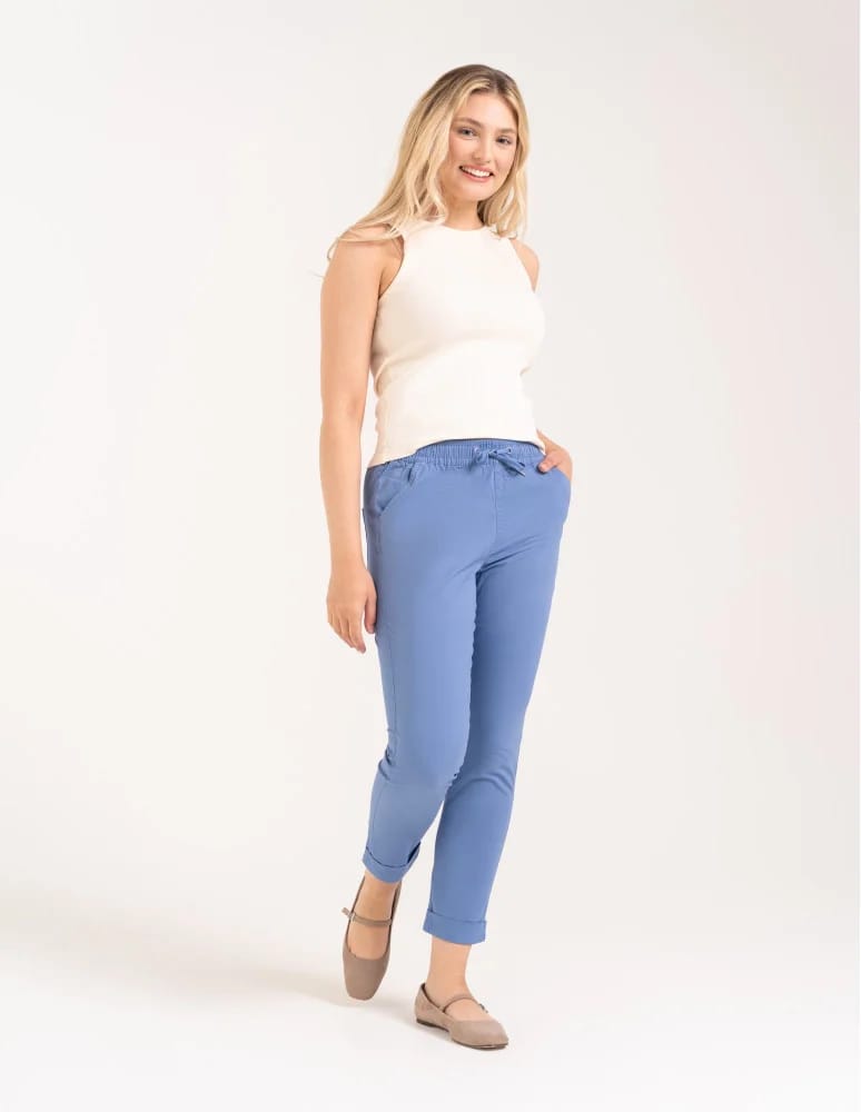 Spodnie damskie - Spodnie damskie jogger w stylu casual z bawełny NIEBIESKI - produkt moraj.pl 2