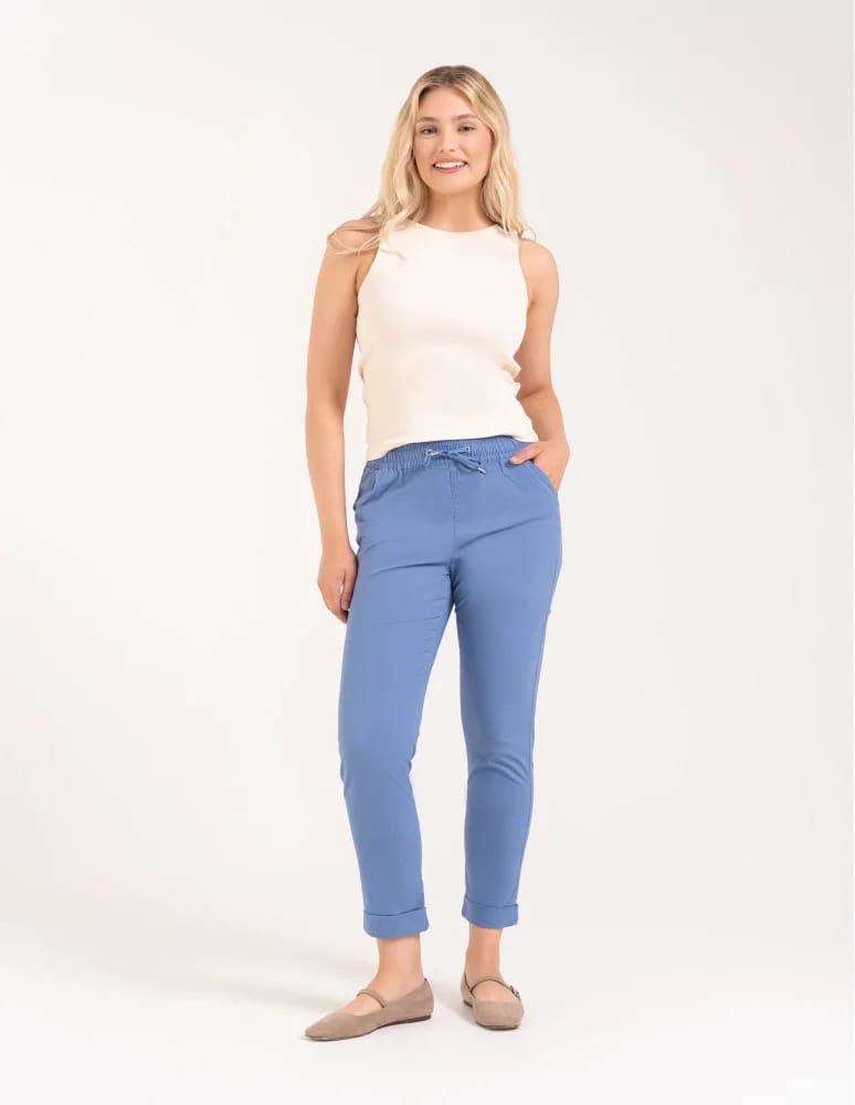 Spodnie damskie - Spodnie damskie jogger w stylu casual z bawełny NIEBIESKI - produkt moraj.pl 3