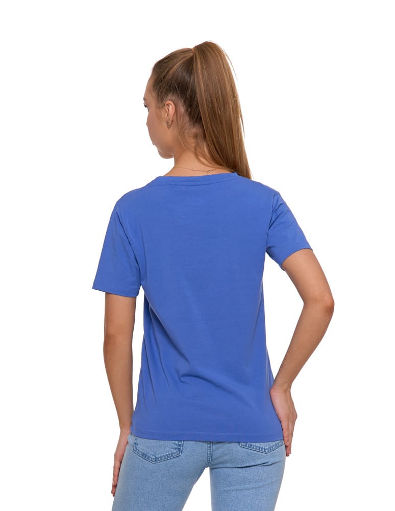 Koszulki i T-shirty - Koszulka damska bawełna Premium T-shirt dekolt w serek NIEBIESKI - produkt moraj.pl 5