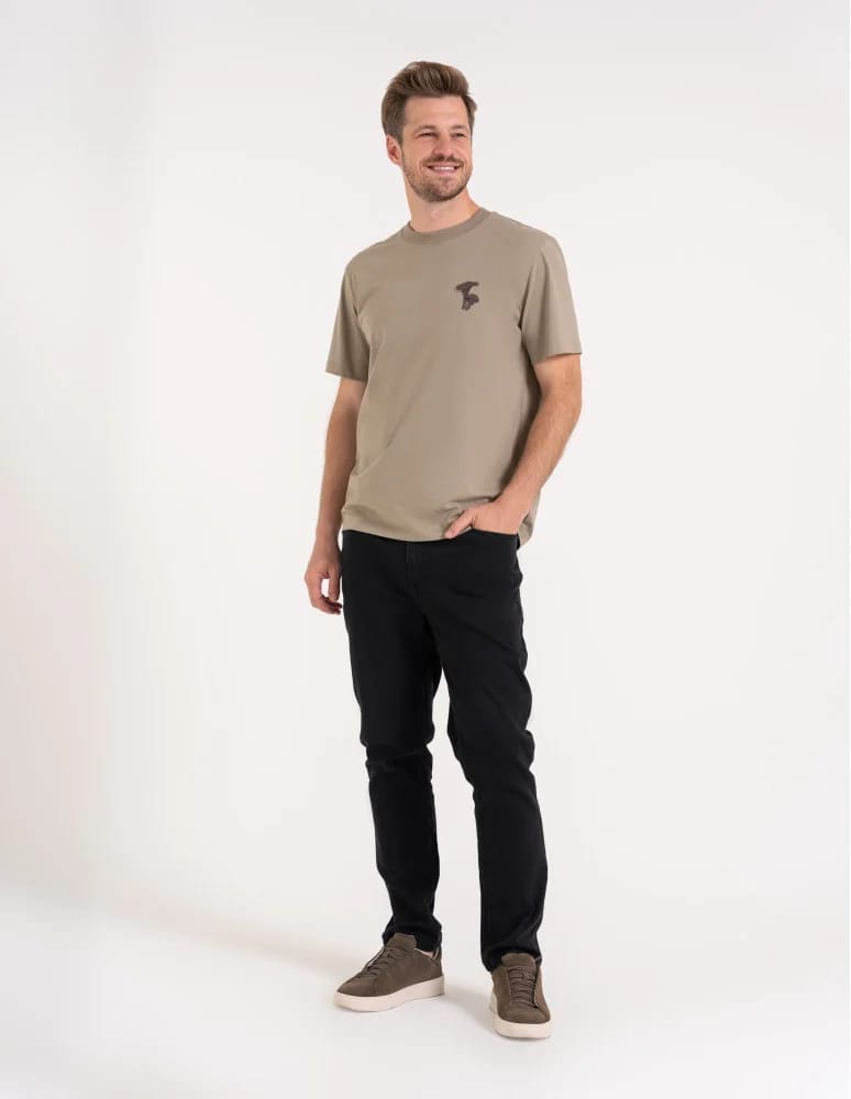 Koszulki z krótkim rękawem - T-shirt męski bawełniany 100% z krótkim rękawem koszulka męska z nadrukiem BEŻOWY - produkt moraj.pl 6
