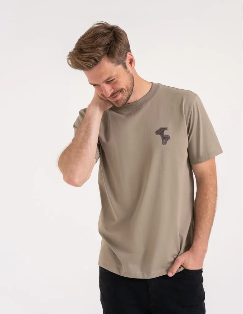 Koszulki z krótkim rękawem - T-shirt męski bawełniany 100% z krótkim rękawem koszulka męska z nadrukiem BEŻOWY - produkt moraj.pl 8