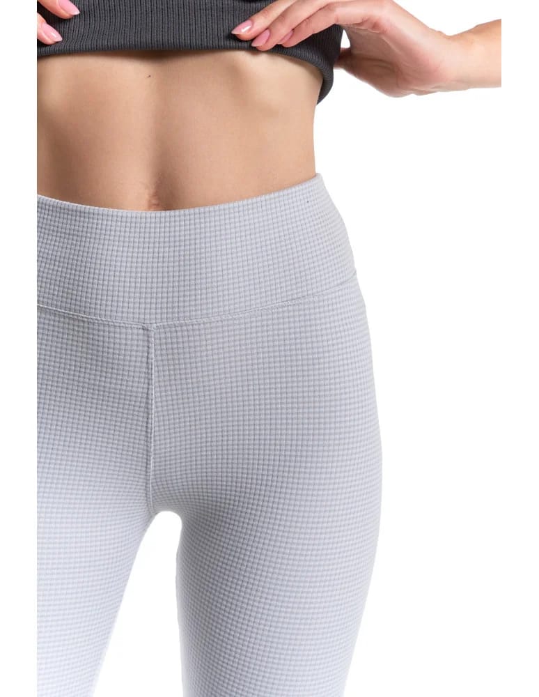 Legginsy damskie - Ciepłe legginsy damskie prążkowane getry z wysokim stanem SZARY - produkt moraj.pl 8