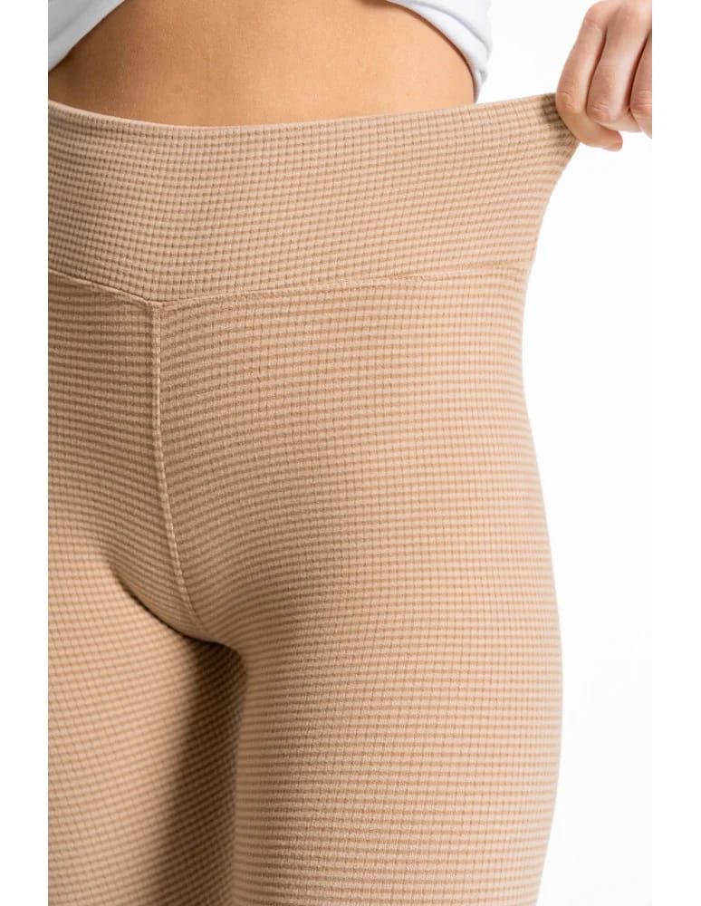 Legginsy damskie - Ciepłe legginsy damskie prążkowane getry z wysokim stanem MOKKA - produkt moraj.pl 8