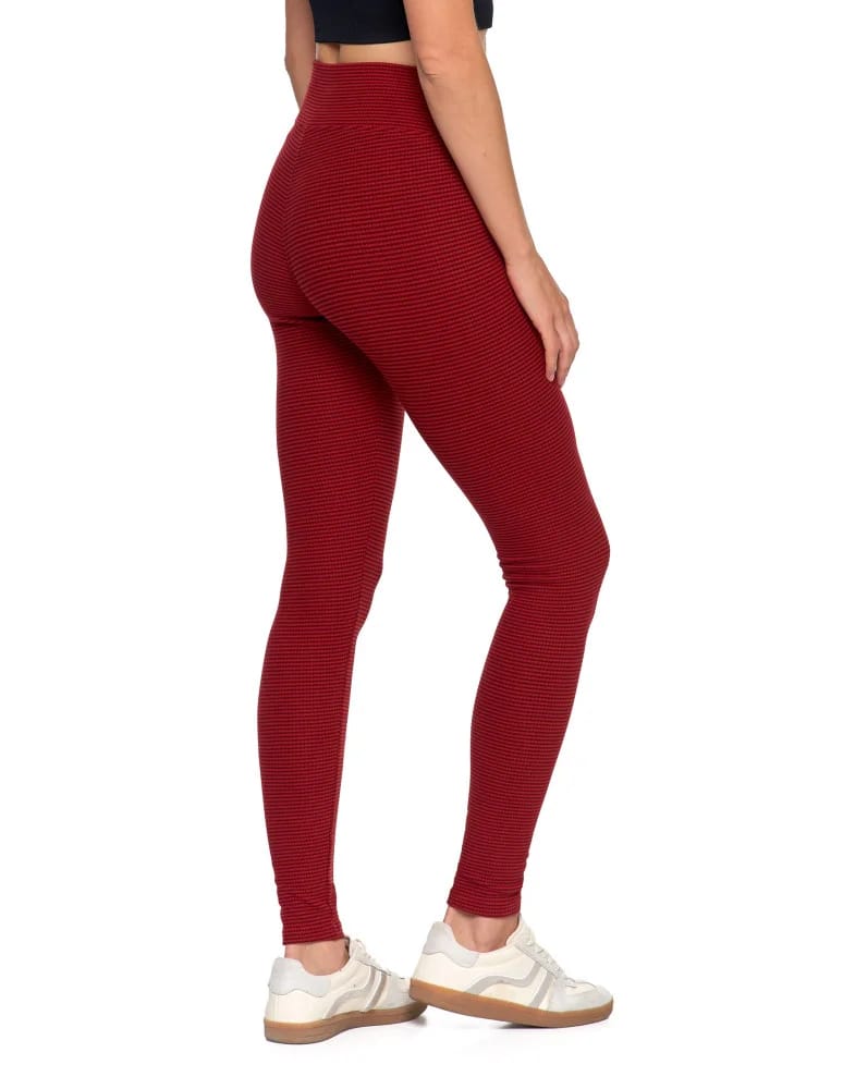 Legginsy damskie - Ciepłe legginsy damskie prążkowane getry z wysokim stanem BORDOWY  - produkt moraj.pl 3