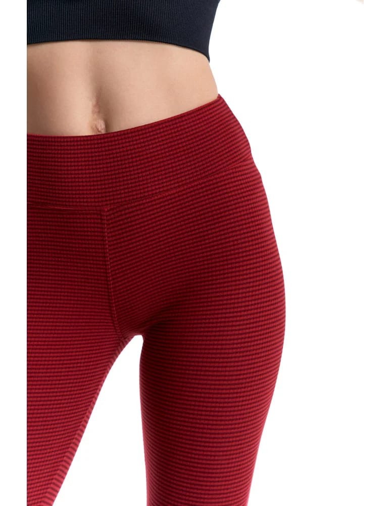 Legginsy damskie - Ciepłe legginsy damskie prążkowane getry z wysokim stanem BORDOWY  - produkt moraj.pl 5