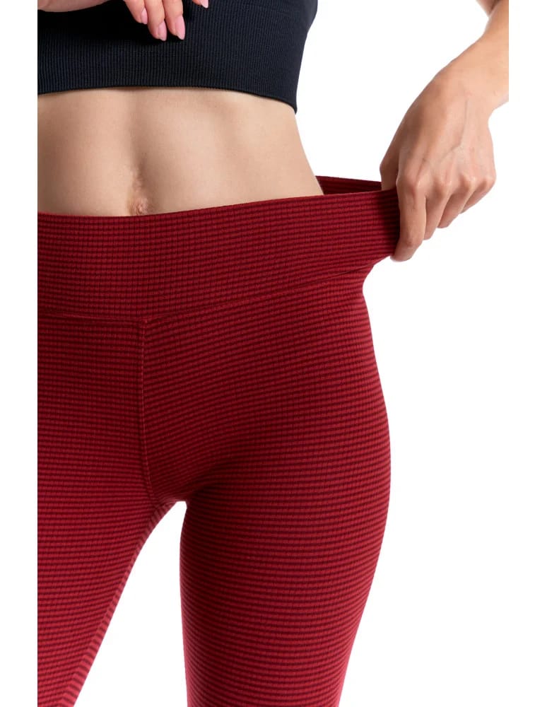 Legginsy damskie - Ciepłe legginsy damskie prążkowane getry z wysokim stanem BORDOWY  - produkt moraj.pl 6