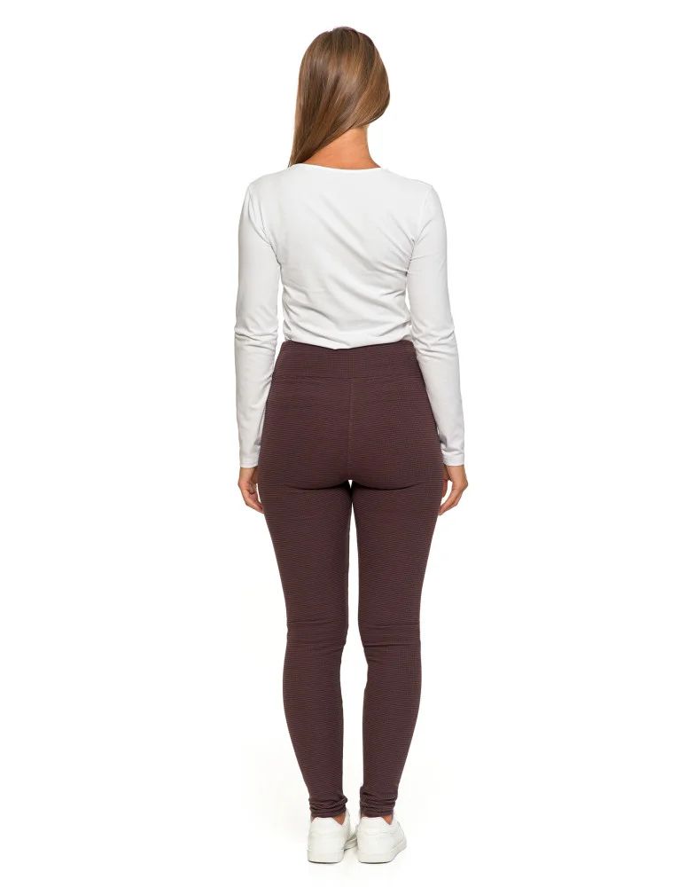 Legginsy damskie - Ciepłe legginsy damskie prążkowane getry z wysokim stanem BRĄZOWY - produkt moraj.pl 3