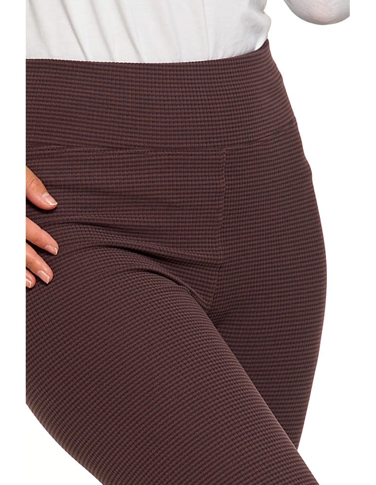 Legginsy damskie - Ciepłe legginsy damskie prążkowane getry z wysokim stanem BRĄZOWY - produkt moraj.pl 2