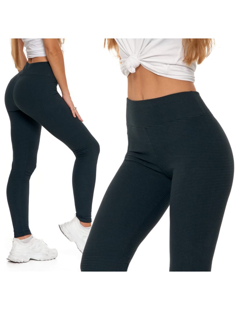 Legginsy damskie - Ciepłe legginsy damskie prążkowane getry z wysokim stanem GRAFIT  - produkt moraj.pl 10
