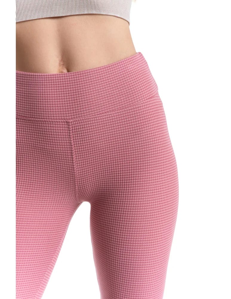 Legginsy damskie - Ciepłe legginsy damskie prążkowane getry z wysokim stanem RÓŻOWY  - produkt moraj.pl 6