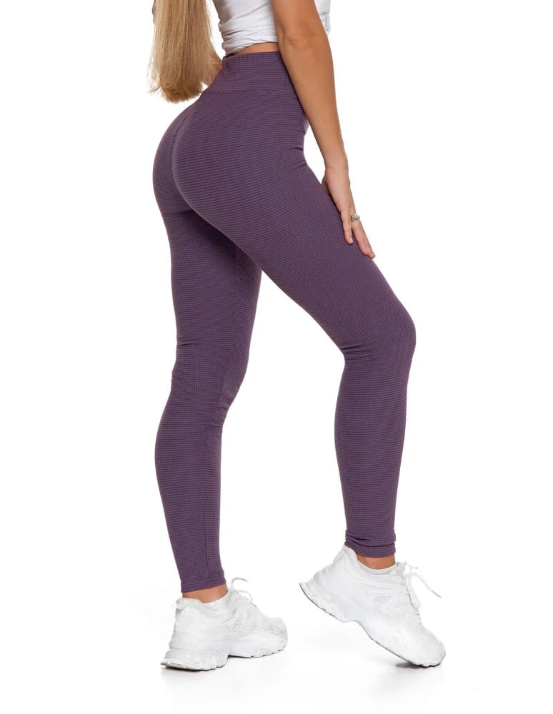 Legginsy damskie - Ciepłe legginsy damskie prążkowane getry z wysokim stanem FIOLETOWY - produkt moraj.pl 5
