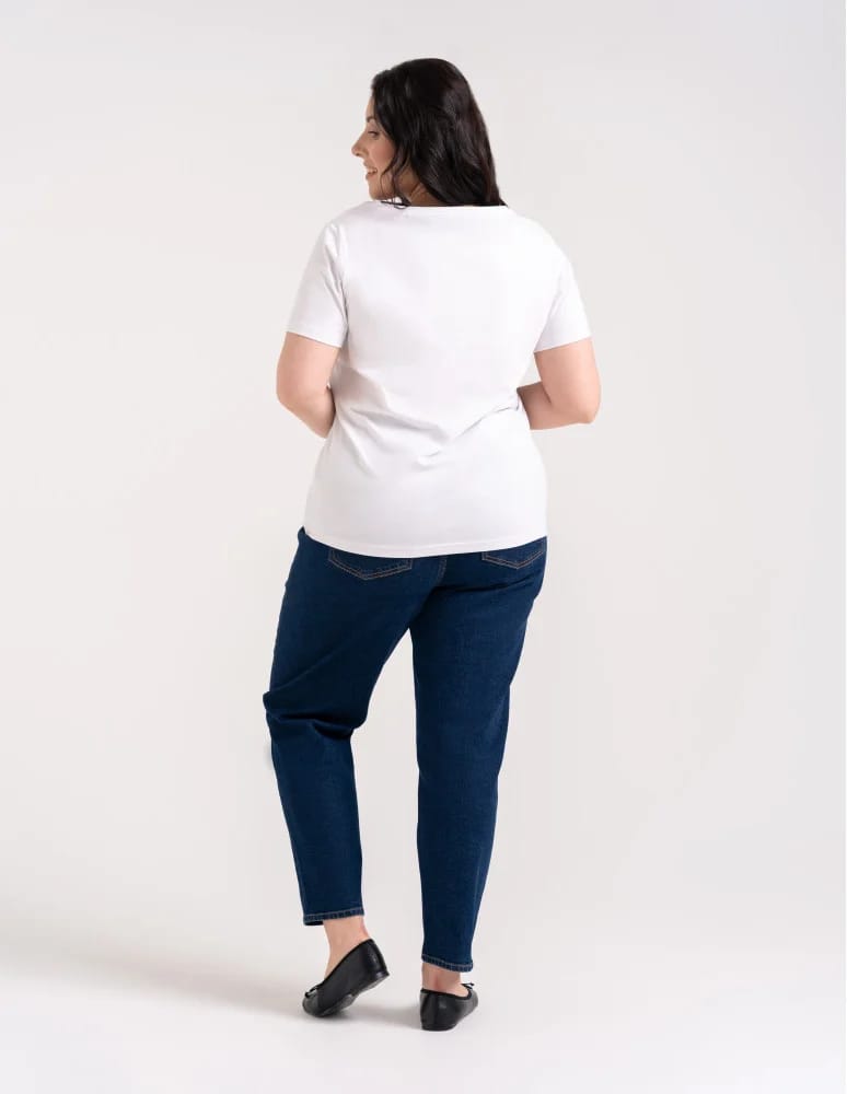 Koszulki i T-shirty - Koszulka damska bawełna Premium T-shirt dekolt w serek BIAŁY  - produkt moraj.pl 3