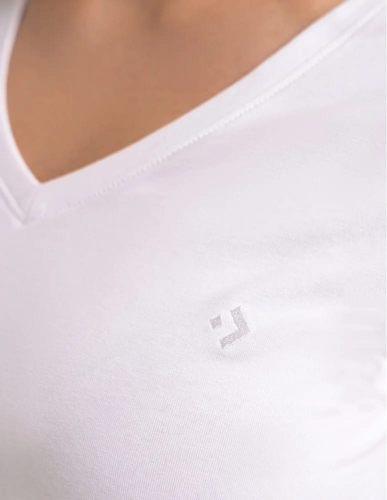 Koszulki i T-shirty - Koszulka damska bawełna Premium T-shirt dekolt w serek BIAŁY  - produkt moraj.pl 5