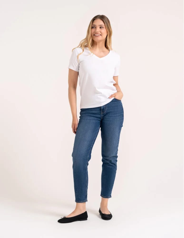 Koszulki i T-shirty - Koszulka damska bawełna Premium T-shirt dekolt w serek BIAŁY  - produkt moraj.pl 7
