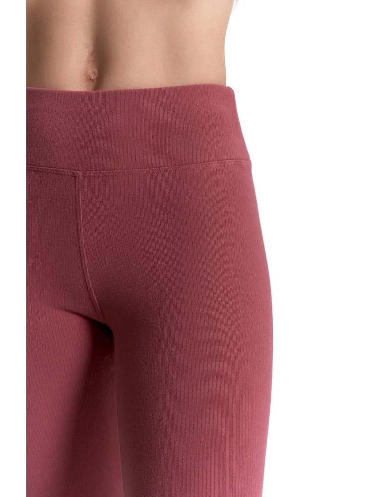 Legginsy damskie - Wygodne legginsy damskie prążkowane z wysokim stanem bezuciskowe RÓŻOWY  - produkt moraj.pl 6
