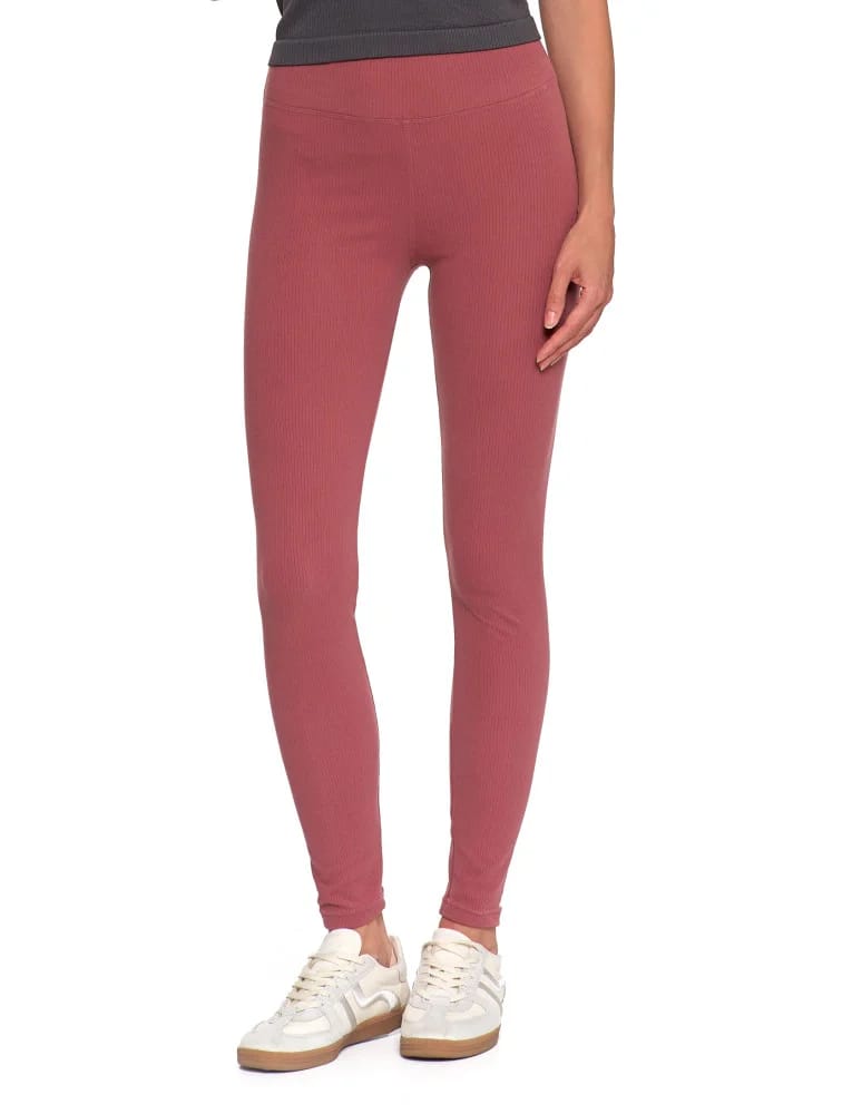 Legginsy damskie - Wygodne legginsy damskie prążkowane z wysokim stanem bezuciskowe RÓŻOWY  - produkt moraj.pl 7