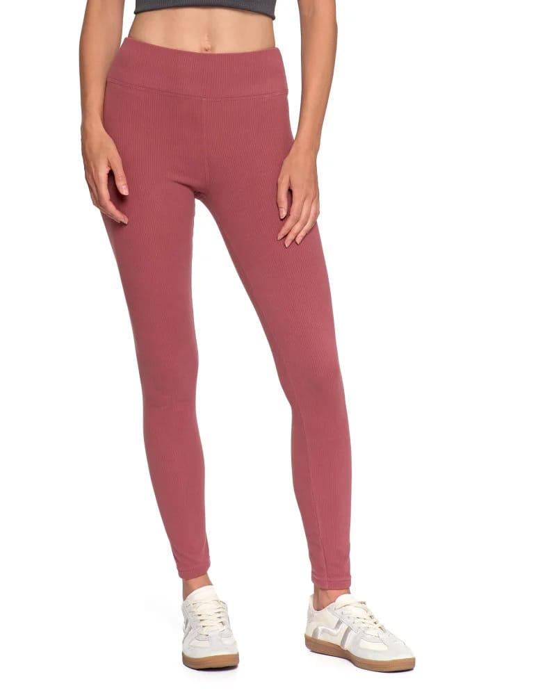 Legginsy damskie - Wygodne legginsy damskie prążkowane z wysokim stanem bezuciskowe RÓŻOWY  - produkt moraj.pl 10