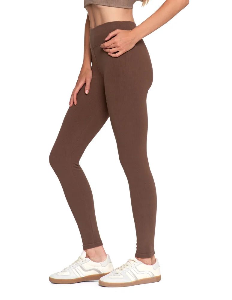 Legginsy damskie - Wygodne legginsy damskie prążkowane z wysokim stanem bezuciskowe MOKKA - produkt moraj.pl 2