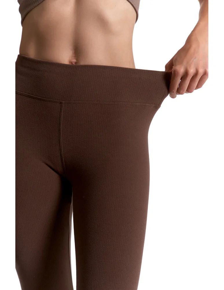 Legginsy damskie - Wygodne legginsy damskie prążkowane z wysokim stanem bezuciskowe MOKKA - produkt moraj.pl 4