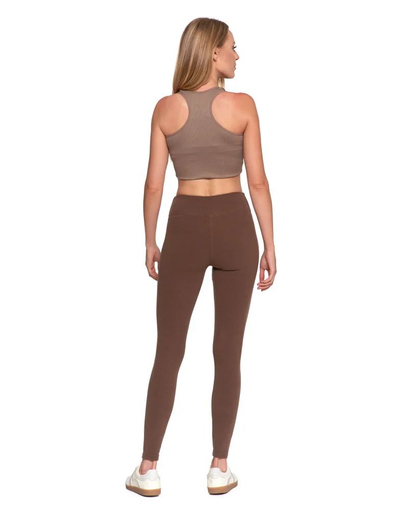 Legginsy damskie - Wygodne legginsy damskie prążkowane z wysokim stanem bezuciskowe MOKKA - produkt moraj.pl 6