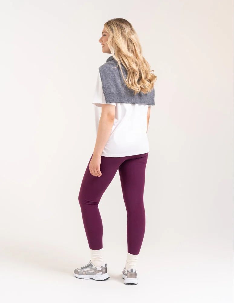 Legginsy damskie - Wygodne legginsy damskie prążkowane z wysokim stanem bezuciskowe FIOLETOWY - produkt moraj.pl 8