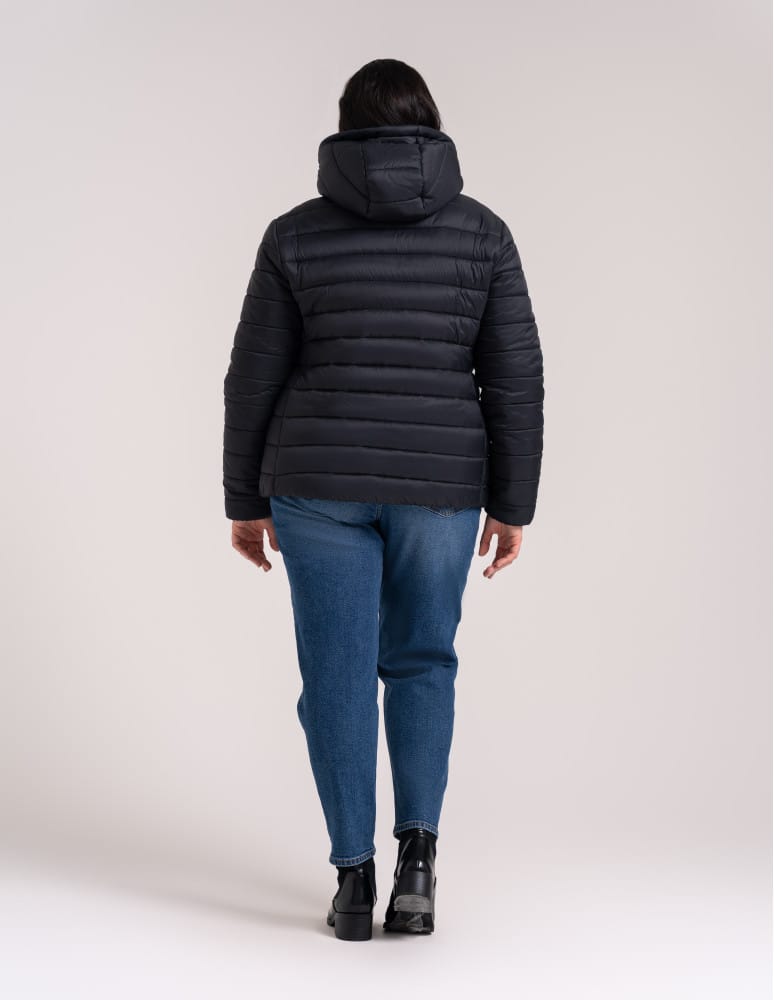 Kurtki damskie - Kurtka damska przejściowa pikowana Slim Fit z kapturem CZARNY  - produkt moraj.pl 15