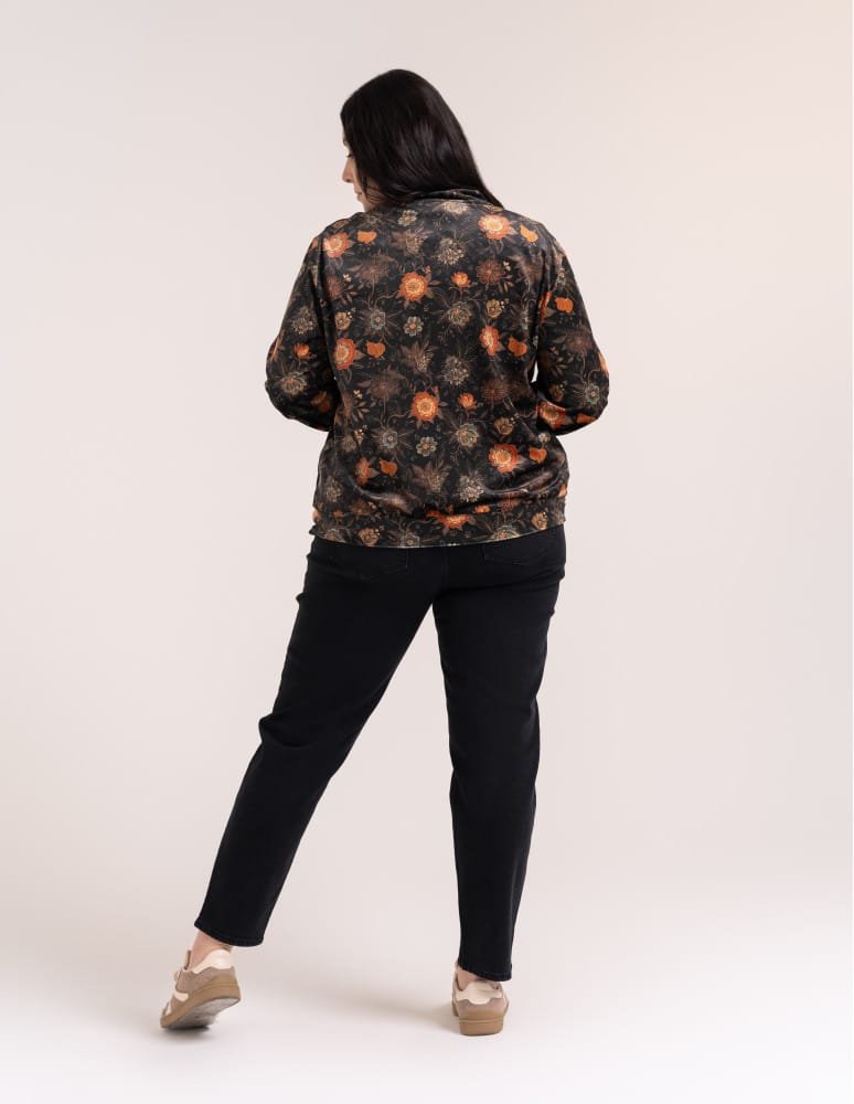 Bluzy damskie - Bluza welurowa damska rozpinana bomberka w kwiatowy print WZÓR 1  - produkt moraj.pl 3