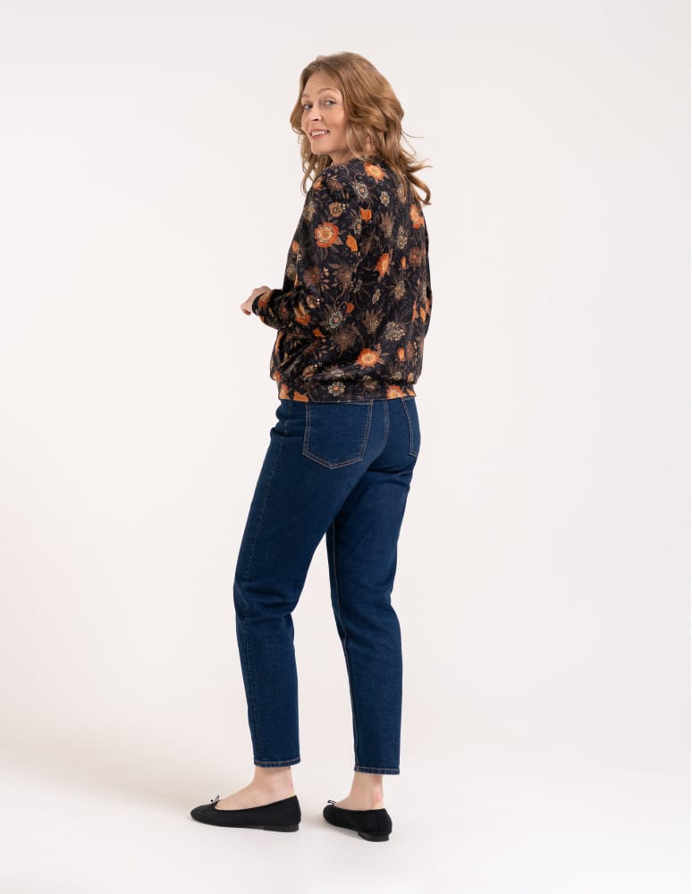 Bluzy damskie - Bluza welurowa damska rozpinana bomberka w kwiatowy print WZÓR 1  - produkt moraj.pl 7