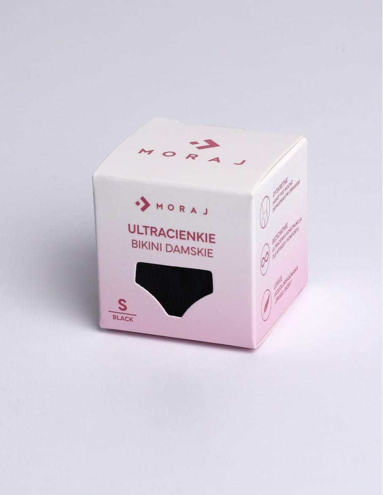 Majtki figi - Majtki damskie bezszwowe bikini ultracienkie second skin prążkowane CZARNY  - produkt moraj.pl 2
