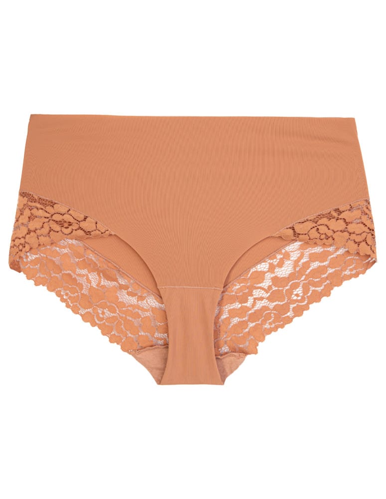 Majtki z wysokim stanem - Majtki damskie maxi bikini wysokie modelujące z koronkowym wykończeniem 3-pak WIELOKOLOROWY  - produkt moraj.pl 3