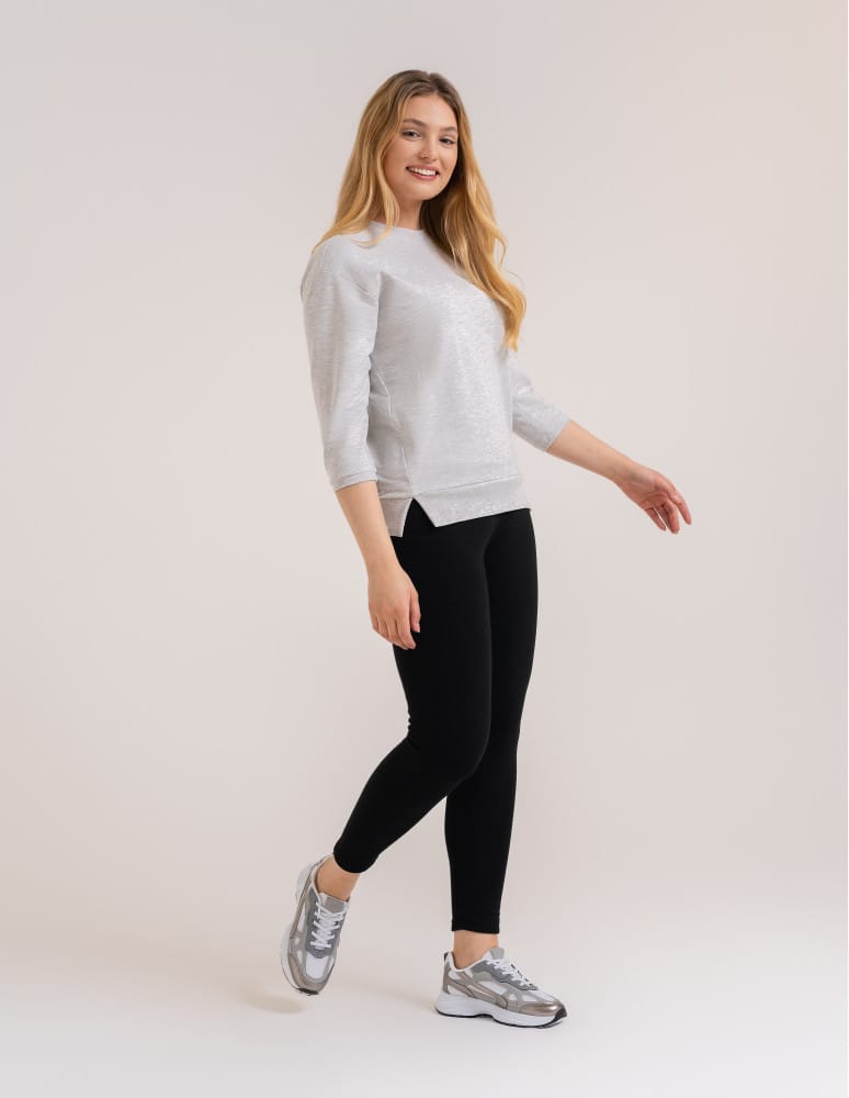 Legginsy damskie - Ocieplane legginsy damskie z wysokim stanem CZARNY  - produkt moraj.pl 2