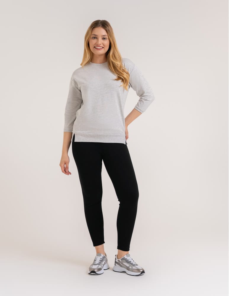 Legginsy damskie - Ocieplane legginsy damskie z wysokim stanem CZARNY  - produkt moraj.pl 3