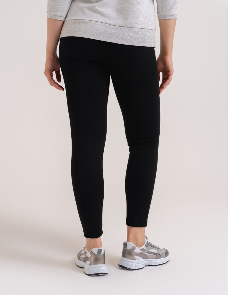 Legginsy damskie - Ocieplane legginsy damskie z wysokim stanem CZARNY  - produkt moraj.pl 5