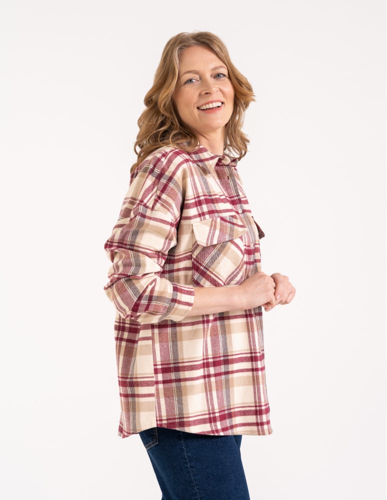 Koszule - Koszula damska w kratę 100% bawełniana oversize luźna kurtka koszulowa WZÓR 2  - produkt moraj.pl 2