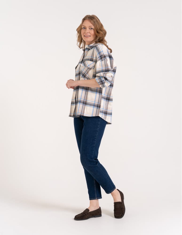 Koszule - Koszula damska w kratę 100% bawełniana oversize luźna kurtka koszulowa WZÓR 1  - produkt moraj.pl 10