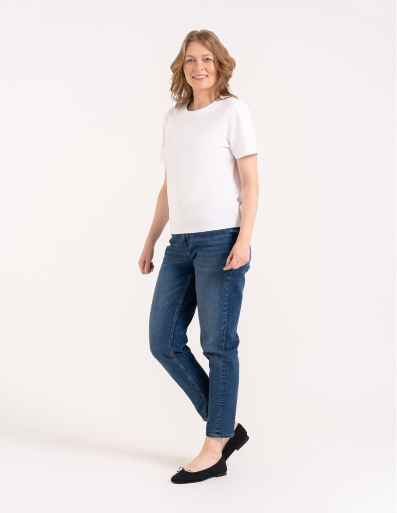 T-shirt Basic - Damska koszulka z bawełny merceryzowanej 100% t-shirt z krótkim rękawem BIAŁY  - produkt moraj.pl 4