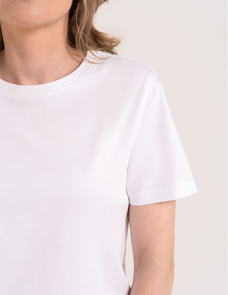 T-shirt Basic - Damska koszulka z bawełny merceryzowanej 100% t-shirt z krótkim rękawem BIAŁY  - produkt moraj.pl 2